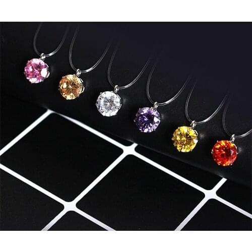 Transparent Rope Pendant Necklace 6 Colors Clear Cubic Zirconia 925 Sterling Silver Interface Popular Factory Price