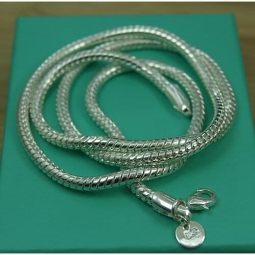 BABYLLNT 925 Sterling Silver 3mm 20 Inch Snake Chain Necklace For Men Women Charm Wedding Engagement Party Fashion Jewelry Gift