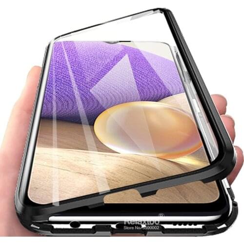 For Samsung Galaxy A32 5G Case 360° Magnetic Flip Phone Cover Sumsung A 32 5G 6.5" SM-A326B Double-Sided Glass Protective Fundas