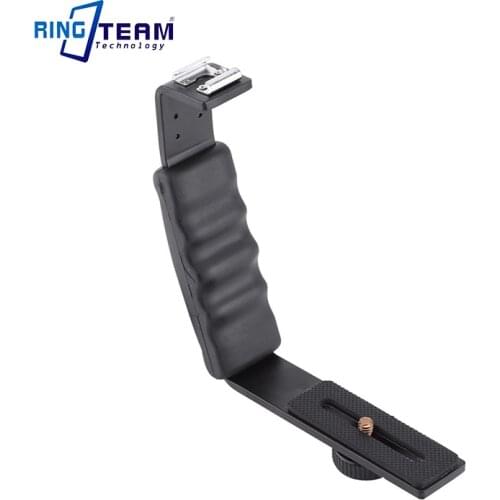 Photography Video Flash Camera Grip L Bracket Holder With 2 Standard Side Hot Shoe Mount DSLR Holder BLACK