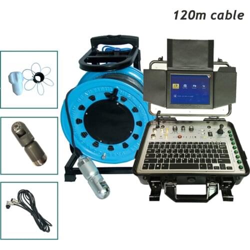 Borehole pipe inspection camera 120m soft cable 50mm PT rotate water well inspection camera with robot camera head