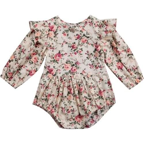 Sweet Toddler Baby Girls Floral Romper Playsuit Jumpsuit Long Sleeve Summer Cotton Clothes Outfits Baby Rompers