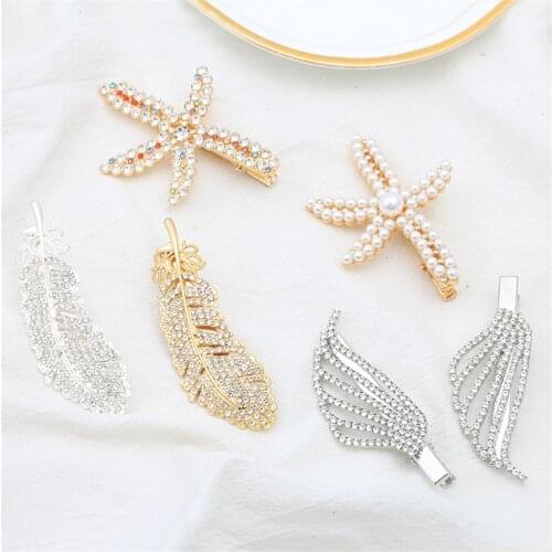 Korean Butterfly Duckbill Clip Shiny Crystal Bangs Hairpin Womens Side Rhinestone Feather Hairpin Hair Accessories Wholesale