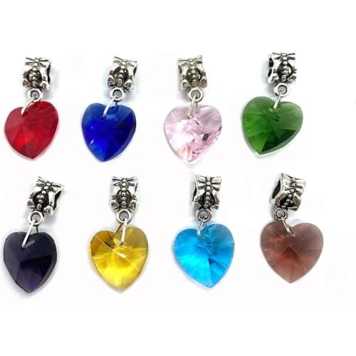 Love Heart Shape Colorful Crystal Pendant Fashion Necklace Pendant Suitable for DIY Jewelry Charm Jewelry Accessories Wholesale