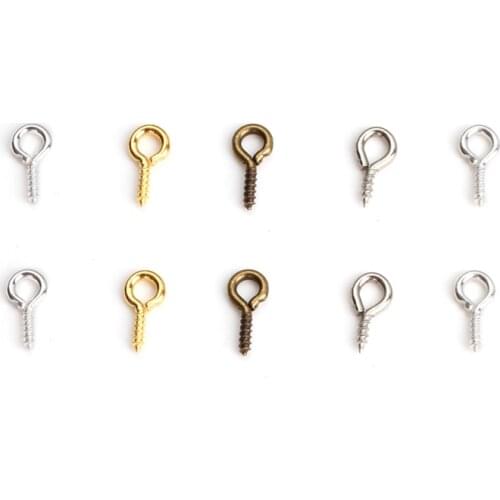 200pcs Small Tiny Mini Eye Pins Eyepins Hooks Eyelets Screw Threaded Gold Clasps Hooks Jewelry Findings For Making DIY