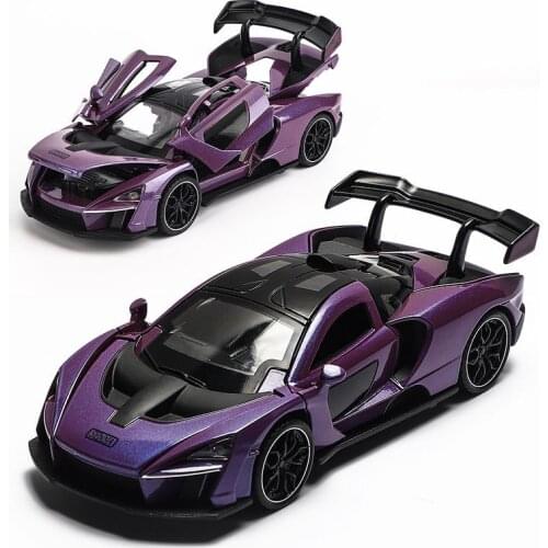 1/32 Die Cast McLaren Senna Sports Car Model Toy Alloy Simulation Sound Light Pull Back Supercar Toys Vehicle For Gift