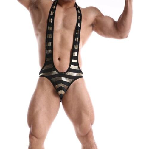 Men Undershirt Bodysuit Open Butt Underwear Sexy Wrestling Suit Men Mens One-Piece Jumpsuit Suspender Teddies Underwear