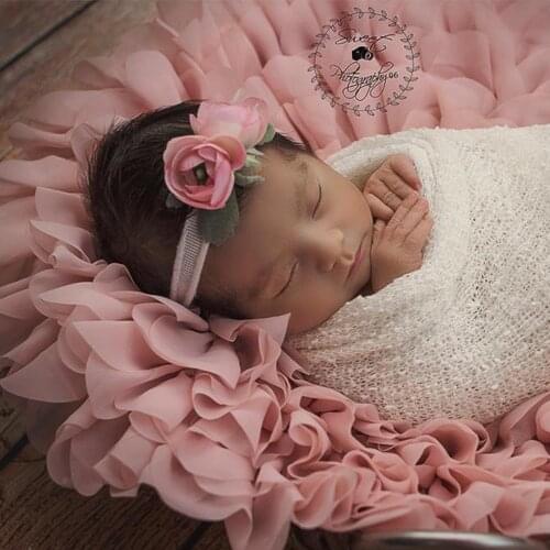 2pcs/Lot Soft Chiffon Flower Cushion Blanket Floral Mat Photography Props Newborn Baby Photo Shooting Accessories Basket Filler