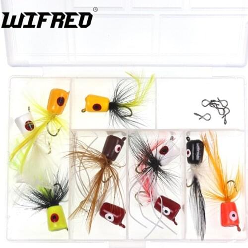 Wifreo 10pcs #6 Fly Fishing Panfish Lure Kit Topwater Dry Fly Popper Flies Sunfishes Bass Trout Surface Water Fishing Bait