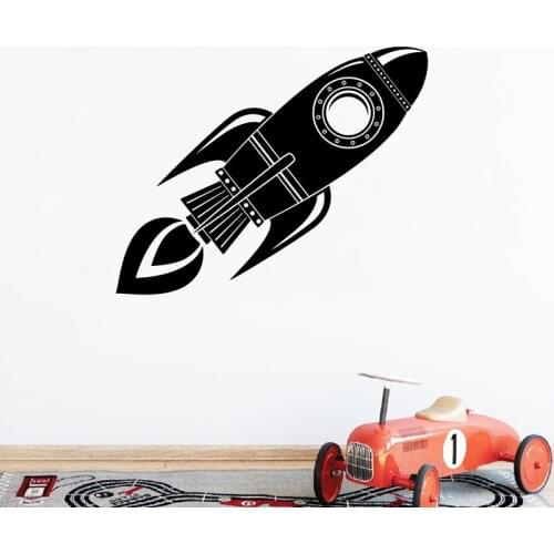 Rocket Ship Wall Art Decal Boys Room Decor Cosmic Space Vinyl Art Sticker For Home Kids Room Wall Mural Art Decal Decoration