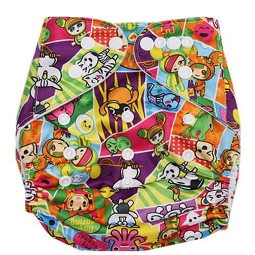 New Print Color Baby 6pcs Pack Pocket Washable Adjustable Cloth Diaper with 2 Inserts