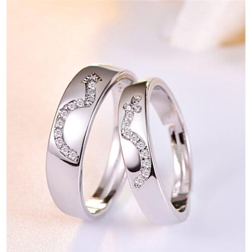 Personalized Stainless Steel Sagittarius with Diamond Wedding Ring 2pcs/pair