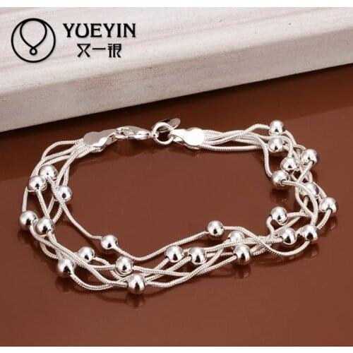 Silver plated bracelet for women men Lovers Unisex silver Jewelry cute High quality for day wear