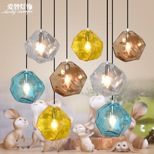 Modern Colorful Pendant lights with Crystal Shade,Creative LED Crystal Pendant lamp for Bedroom,Dining Room,Kitchen and Bar