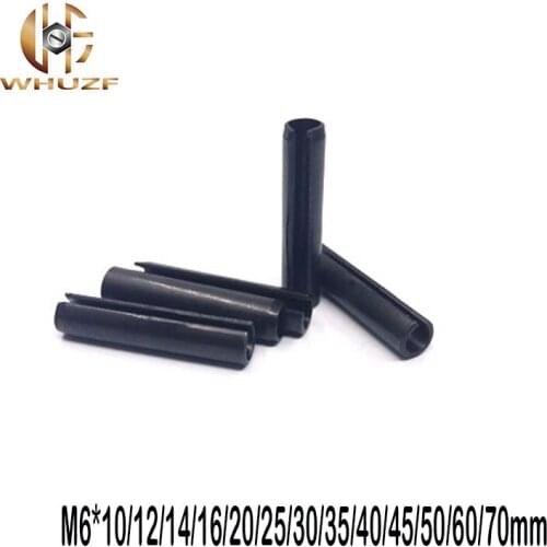 20pcs M6*10/12/14/16/20/25/30/35/40/45/50/60/70mm GB879 Steel Split Spring Dowel Tension Roll Resilient Cylindrical Cotter Pins