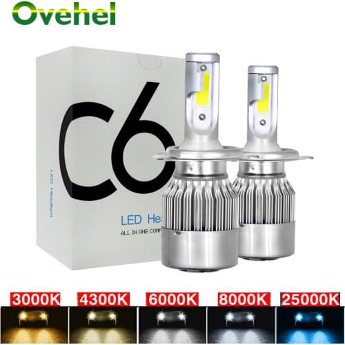 OVEHEL Led Headlight Bulbs C6 LED H3 H4 LED 3000K 6000K 880 H1 HB3 9005 9006 H13 H7 LED Car Light H11 Led 12V 24V 8000LM 72W