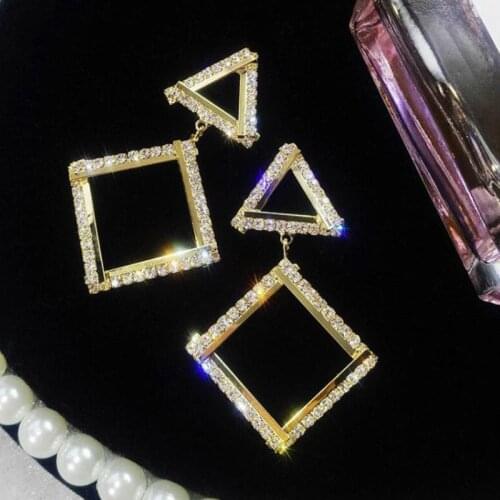 Triangle Double Sided Earrings For Women Shining Crystal Rhinestone Drop Earrings Korean Style Fashion Jewelry For Girls