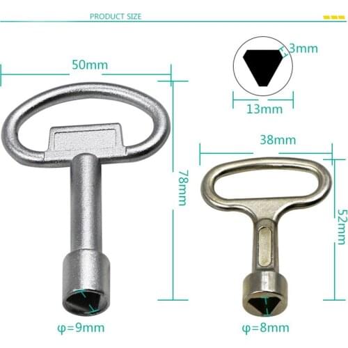 Zinc Alloy Lock Tap Valve Triangular Wrench Multi-Function Mini Key Cabinet Door Evator Door Keys Spanner Outdoor Portable Tool