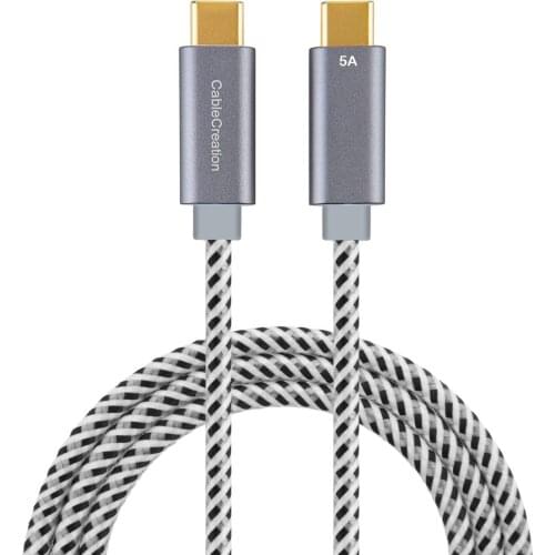 USB Type C Cable (5A), USB-C to USB-C Cord, Support 100W Power Delivery, Compatible MacBook Pro Charge Cable,Cotton web