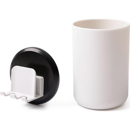 Bathroom Organizer Wall Mounted Holder Simple Razor Rack Cup Rack With Couple Plastic Toothbrush Cup