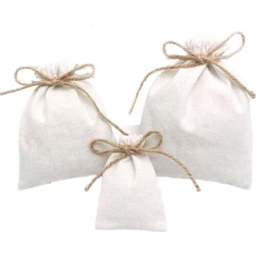 Cotton Burlap Gift Bags 8x10cm 9x12cm 10x15cm 13x17cm pack of 100 custom logo sack Makeup Jewelry Drawstring Pouches