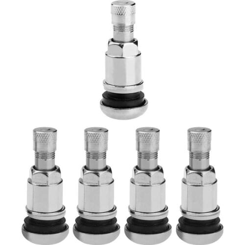 VODOOL 4pcs Bolt-in Stainless Steel Car Tubeless Wheel Tire Valve Stems Cap Hex With Dust Caps Inner Tube Valve Auto Accessories