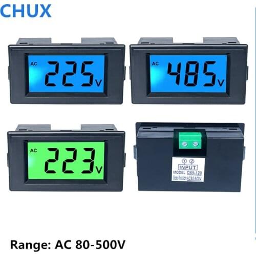 LCD Digital Display AC Voltmeter D69-20 Color Screen AC110V220V380V Voltage Detection Display Measurement Sreen Digital Meter