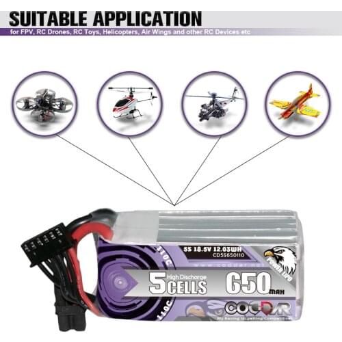 CODDAR 5S 650mAh 18.5V 110C Lipo Battery XT60/XT30 Plug charger for Lizard95 Torrent 110 FPV Racing Drone RC Quadcopter Parts