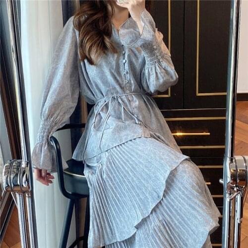 Japan Style Sweet Ruffles Long Pleated Skirts Women Spring Summer Elegant Feminino Jupe 2021 All Match Fairy Faldas Mujer