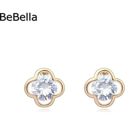 BeBella Romantic Flower Shape Woman Stud Earrings Made With High Quality Zirconia For Women Gift
