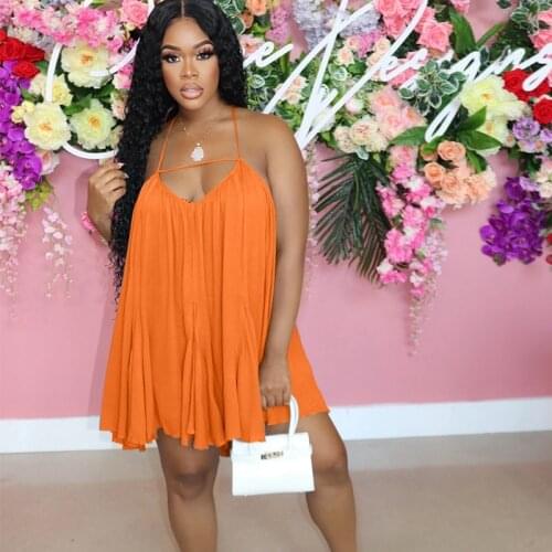 Women Summer Chiffon Mini Dress Solid Sleeveless Spaghetti Strap Deep V Neck Backless Loose Dresses Sexy See Through Beach Wear