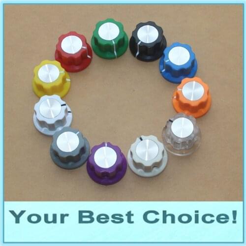 5pcs/Lot 1/4'' Shaft Effect Pedal Rotary Pointer Knob, 6.35mm Shaft Potentiometer Fluted knob