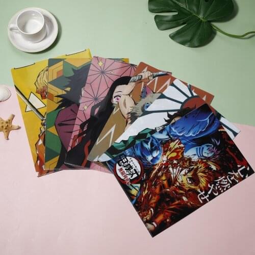 10Pcs/lot Anime Unlimited Train Demon Slayer Kimetsu no Yaiba PVC Paper file Rengoku Kyoujurou File Pocket School Stationery