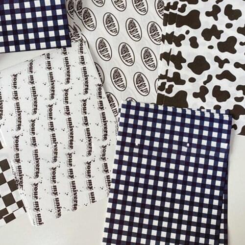 25 Sheets/Set Base Material Paper Stickers Milk Leopard Plaid Material Paper Black And White Color Creative Diy Decora Paper