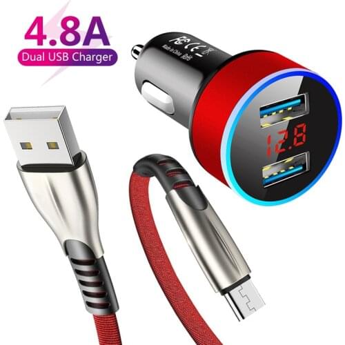 4.8A Mini Car Charger Dual USB C Charging For Huawei P20 P30 P40 Lite Honor 10x 30i v40 Samsung S20 Xiaomi MI Car Fast Charger
