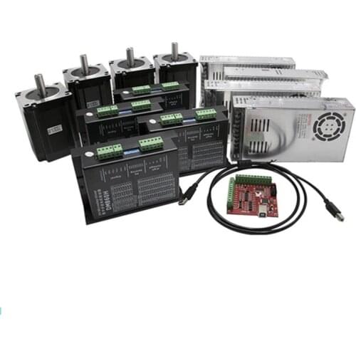 4 Axis CNC Router Lathe Kit Nema 34 Stepper Motor +DM860H Motor Driver+MACH3 Breakout Board+Power supply