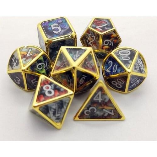 7pcs Deluxe Metal Dice Polyhedral Board Game Dice Set for Friends Party RPG MTG D4 D6 D8 D10 D12 D20