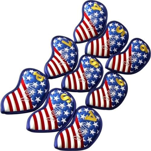 9Pcs/Set Golf Head Covers Iron Headcovers with Number Embroideried, Easily Get the Needed Irons - Deluxe PU Leather Material