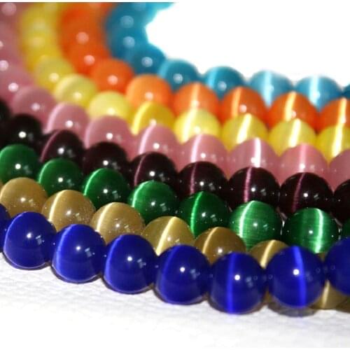 98pcs Top Quality 4/6/8mm Round String Opal Loose Spacer Bead Natural Glass Cat Eye Beads For Clothing Craft Making Accessories