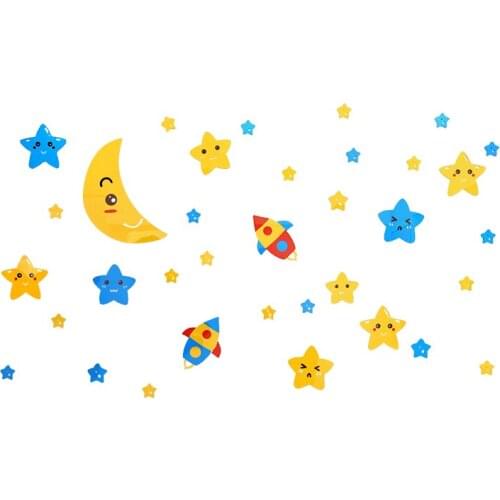 New arrival Star moon Acrylic mirror wall stickers For kids room Ceiling wall 3D DIY wall paste Kindergarten decoration