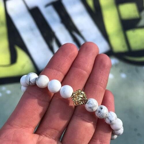 White Stone Beads Bracelet Lion Men Bileklik Jewelry Bracelets For Women Pulseras Mujer Friends Bisuteria Handmade Joias