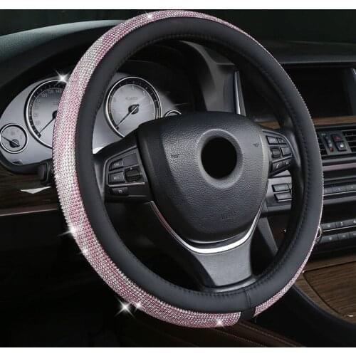 Steering Wheel Cover Set Car Handle Cover 36 38 39 Cm Decoration for Women Bling Car Accessories with Diamond Direction Cover
