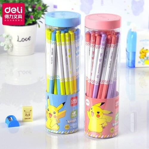 Deli 58123, picachu color hexagon advanced HB pencil, sketch pencil, non-toxic pencil, student office stationery