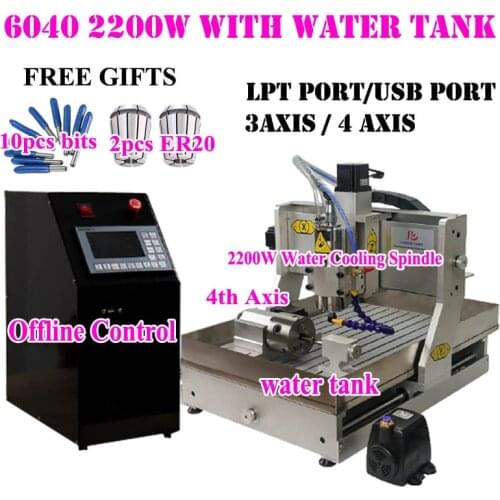 Offline Control LY CNC Router 6040 4 Axis 2200W Water Cooling Spindle Metal Iron Steel Engraving Machine Ball Screw ER20