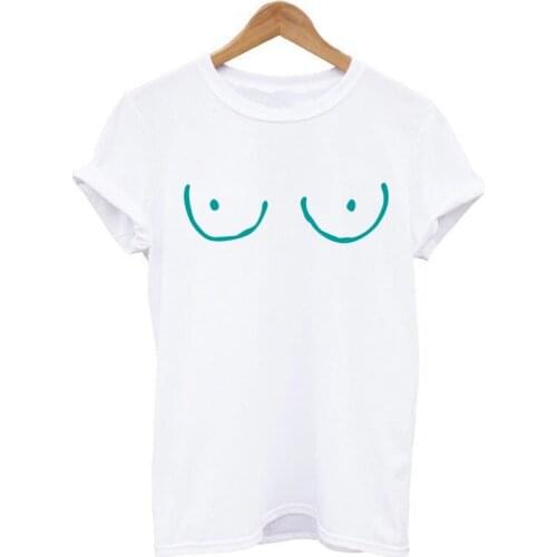 Colorful Bold chest trend funny T-shirt womens High quality printing T shirts Retro Fashion Streetwear Harajuku Vouge Tee&Top