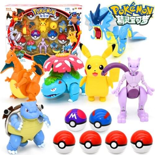 Pokemon Deformation pokeball Figures Toys Transform Pikachu Charizard Squirtle Action Figure Model Dolls Kids Christmas gifts