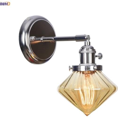 IWHD Diamond Glass LED Wall Light Switch Bedroom Mirror Stair Amber Nordic Modern Wall Lamp Sconce Applique Murale Luminaria