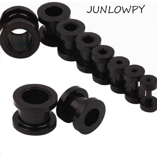 JUNLOWPY Black Ear Plugs Mix 8 Size 50pcs/lot Stainless Steel Body Jewelry Screw Flesh Tunnel Ear Plug Tunnel Ear Cuff