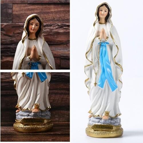 Catholic Resin Madonna Virgin Mary Statue Figure Handmade Figurine Religious Wedding Gift Xmas Desktop Decoration