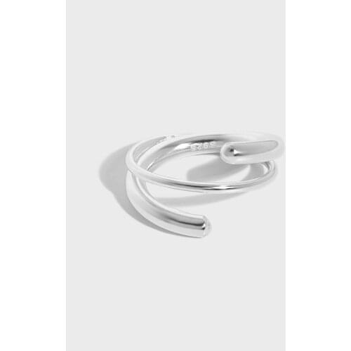 Korean Korean ins original niche design sense minimalist wild wrong side interweaving texture S925 sterling silver open ring